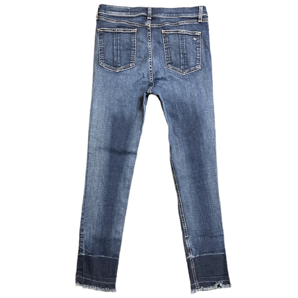 RAG & BONE women's dark "stanrix" faded high rise 10" capri jeans, 30".